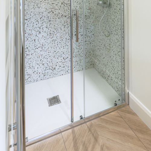 Nuie Pearlstone 1200 x 900mm Slate Rectangular Shower Tray - White
