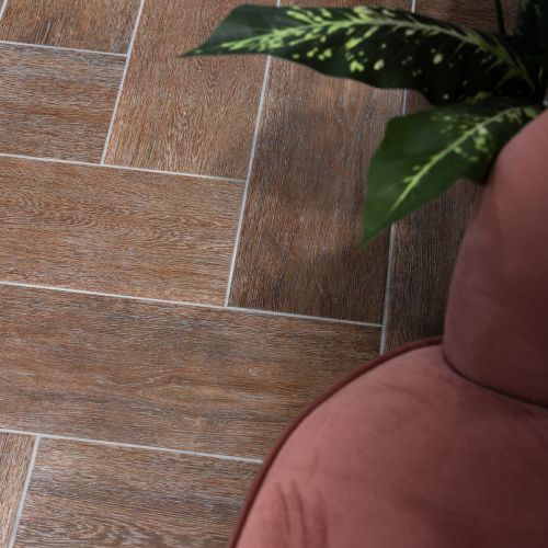 Nebraska Marron 20 x 60cm Wood Effect Tile - 1.08sqm perbox (12628)