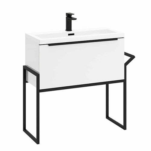 Muro Noir 500mm Floorstanding Vanity Unit & Basin - Gloss White (10009)