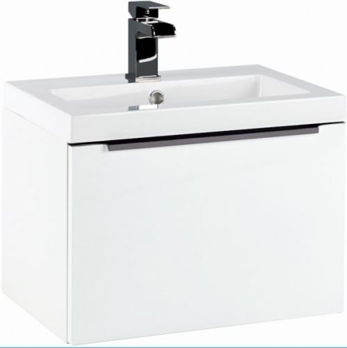 Muro Noir 600mm Wall Mounted Vanity Unit & Basin - Gloss White (10007)