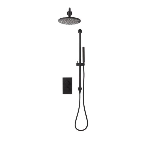 Eliseo Ricci Exclusiv Round Handle, Head & Handset Riser Shower - Black (13010)