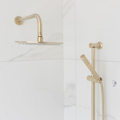 Eliseo Ricci Exclusiv Round Handle, Head & Handset Riser Shower - Brushed Brass (13011)