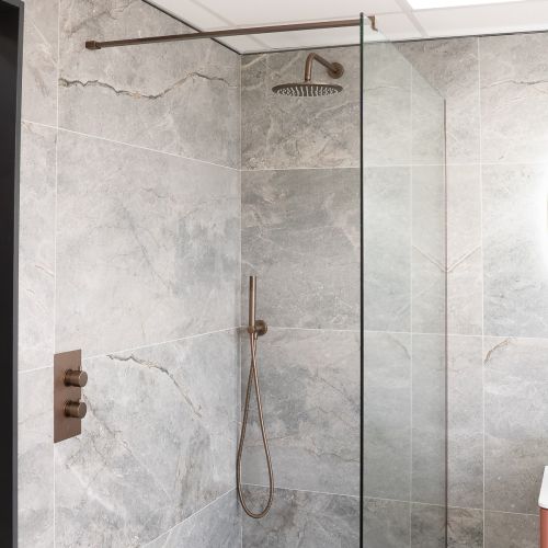 Eliseo Ricci Exclusiv - Brushed Bronze Round Handle Shower arm Drench head Handset & mounting bracket   (19510)