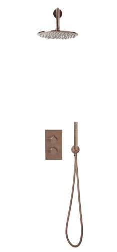 Eliseo Ricci Exclusiv - Brushed Bronze Round Handle Shower arm Drench head Handset & mounting bracket   (19510)