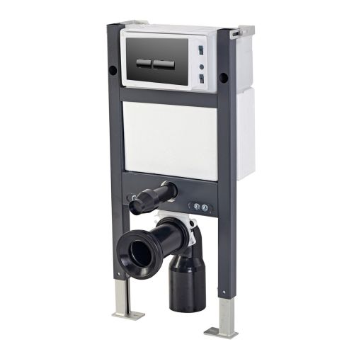 Objekt Ceramica 1.13m Wall Hung Toilet Frame with Black Flush Plate
