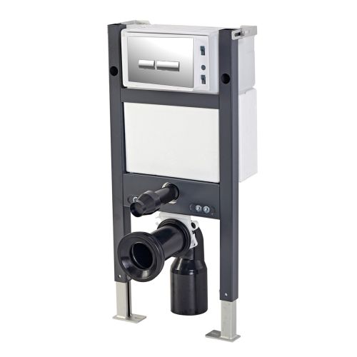 Objekt Ceramica 1.13m Wall Hung Toilet Frame with Chrome Flush Plate