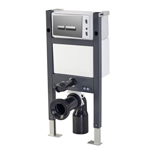 Objekt Ceramica 1.13m Wall Hung Toilet Frame with Gun Metal Flush Plate
