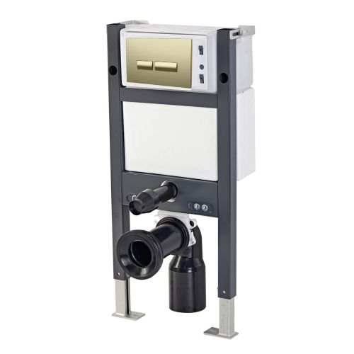Objekt Ceramica 0.82m Slim Line Wall Hung WC Frame with Brushed Brass Flush Plate