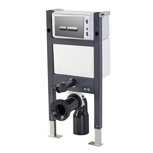 Objekt Ceramica 0.82m Slim Line Wall Hung WC Frame with Gun Metal Flush Plate