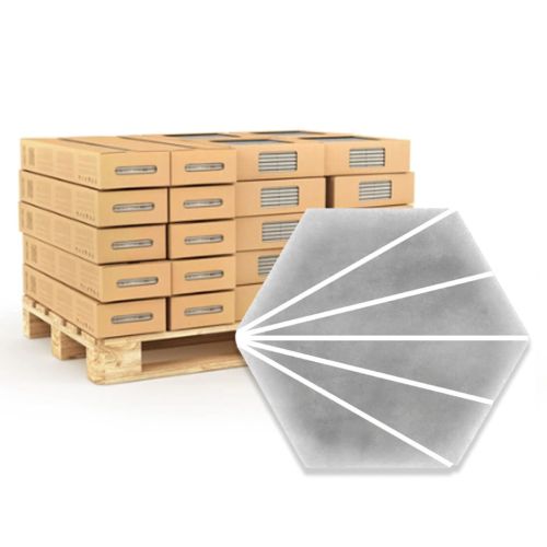 Palm Stripe Grey 14 x 16cm Porcelain Hexagon Tile  - 56.43sqm Pallet