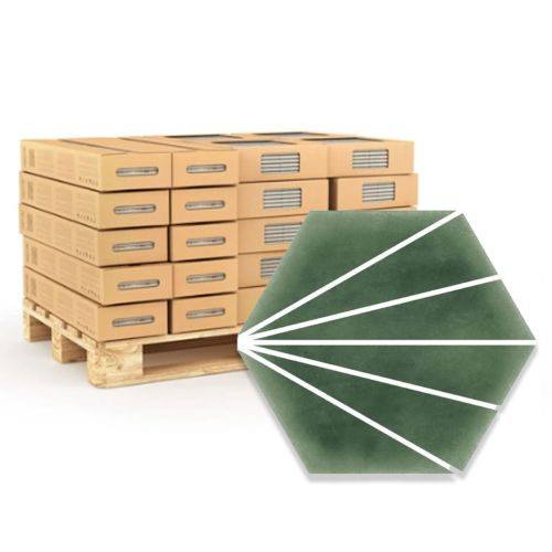 Palm Stripe Green 14 x 16cm Porcelain Hexagon Tile  - 56.43sqm Pallet