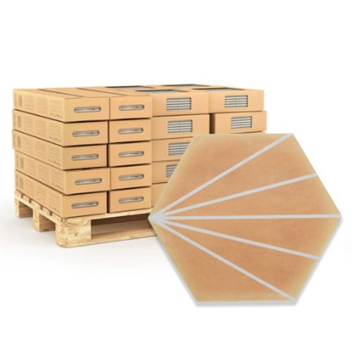 Palm Stripe Mustard 14 x 16cm Porcelain Hexagon Tile  - 56.43sqm Pallet