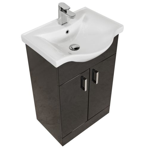 Paris 550mm Floorstanding Vanity Unit & Basin - Gloss Anthracite