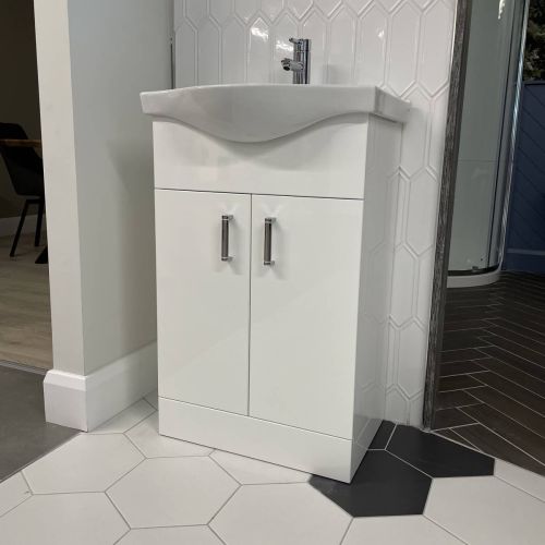 Paris 650mm Floorstanding Vanity Unit & Basin - Gloss White (12585)