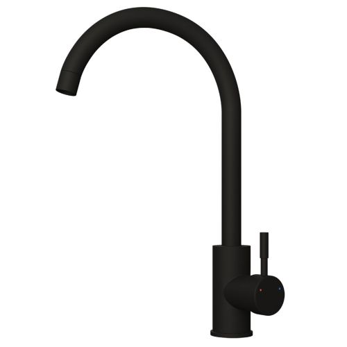 WRAS Approved - Tivoli Matt Black Kitchen Mixer Tap with Swivel Spout - Swan Neck (21257)