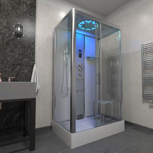Insignia Platinum Rectangle Shower Cabin - 1150 x 850mm - Matt White