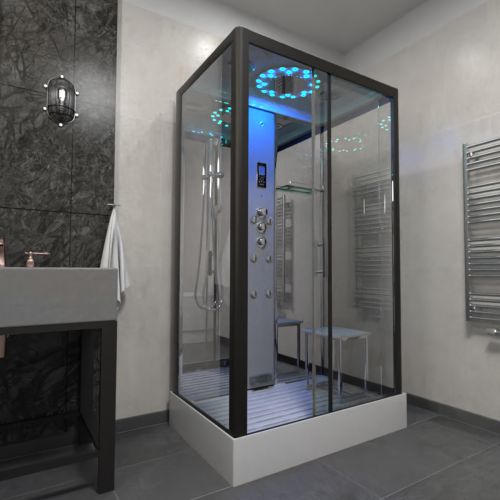 Insignia Platinum 1050 x 850mm Rectangle Steam Shower Cabin - Black (15541)