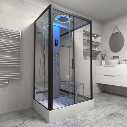 Insignia Platinum 1050 x 850mm Rectangle Shower Cabin - Black (15539)