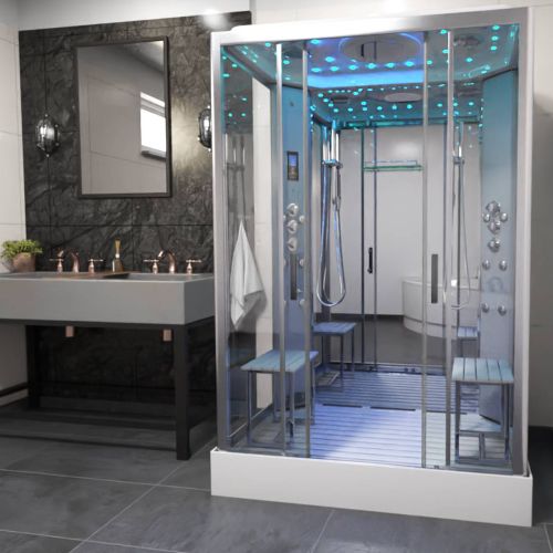 Insignia Platinum 1400 x 900mm Twin Shower Steam Shower Cabin - Chrome (15558)