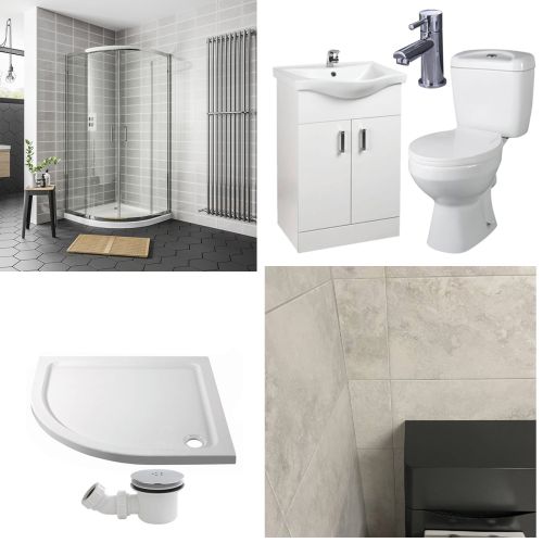 Paris Quadrant En-suite Pack with Chrono White Wall & Floor Tile