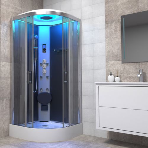 Insignia Premium 900mm Quadrant Shower Cabin - Chrome Frame/Clear Glass - Anthracite Matte