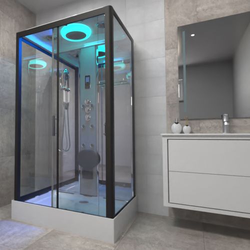 Insignia Premium 1050 x 850mm Rectangle Steam Shower Cabin - Black (15537)