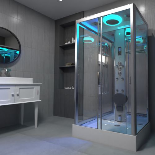 Insignia Premium 1150 x 850mm Rectangle Steam Shower Cabin - Chrome (15546)