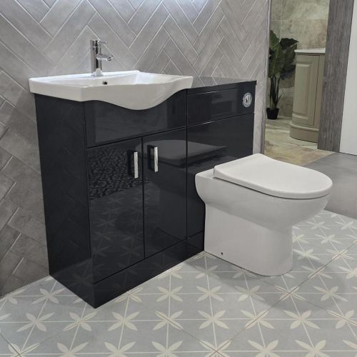 Paris Vanity Unit & WC Run including Toilet & Tap - Gloss Anthracite