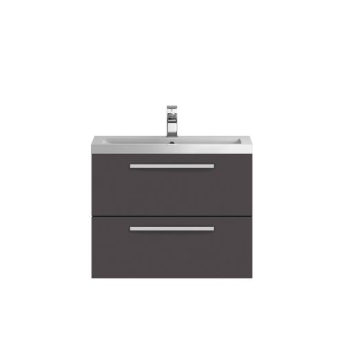 Hudson Reed Quartet 720mm Wall Mounted Vanity Unit & Basin - Gloss Grey QUA006 (8220)