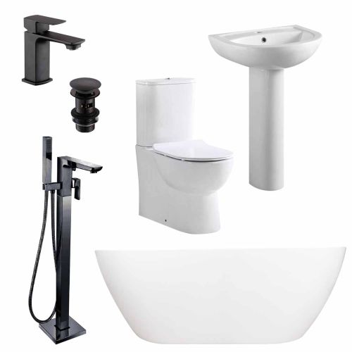 Quito Complete Freestanding Bath Suite - Black (20561)