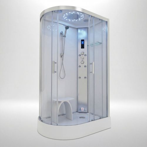 Insignia Platinum 1200 x 800mm Offset Steam Shower Enclosure - Right Hand White Matte