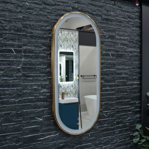Rak Art 450mm x 1000mm Oval Gold Mirror