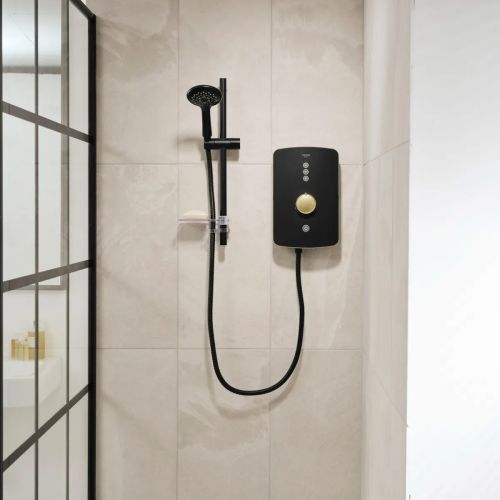 Triton Amala 9.5kw Electric Shower - Black/Brushed Brass