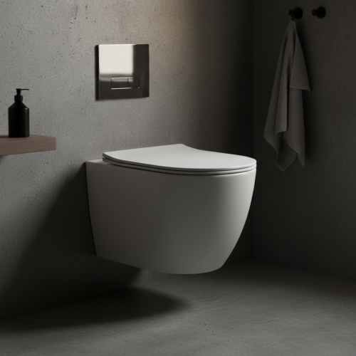 Remo Wall Hung Toilet & SAN85 1.1m Wall Hung WC Frame Deal & Chrome Flush Plate (21446)