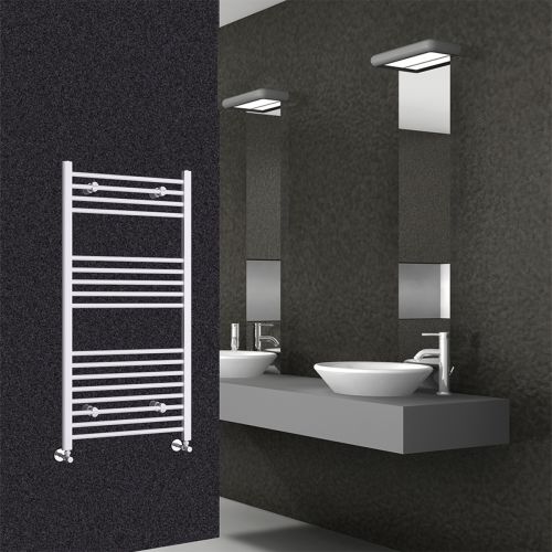 LoCo 1200 x 300mm Straight Heated Towel Rail - White