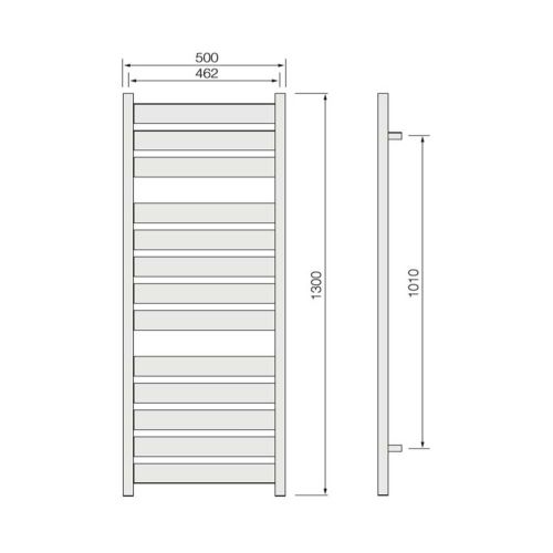 LoCo Boulton 1300 x 500mm Straight Heated Towel Rail - White