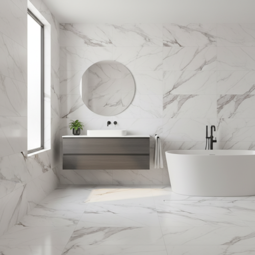 Marble Calcatta Blanco Polished 60 x 120cm Rectified Porcelain Floor Tile - 1.44 sqm perbox
