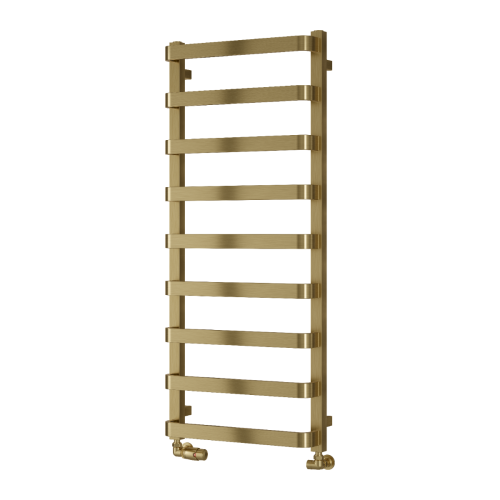 Flora 1200 x 500mm Designer Heated Towel Rail - Brushed Brass