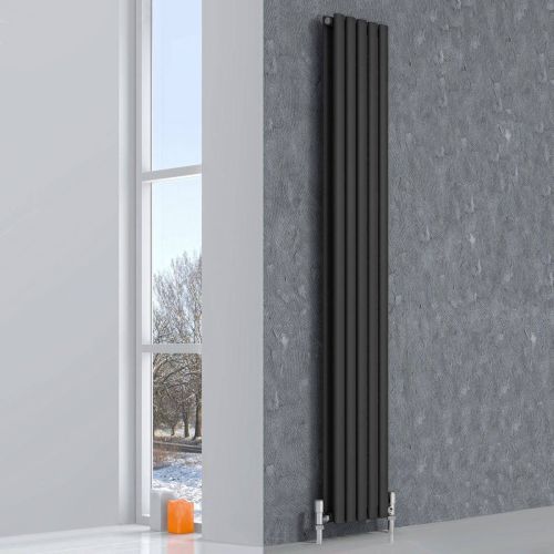 Reina Neva Vertical 1800 x 295mm Double Panel Designer Radiator - Anthracite (6035)