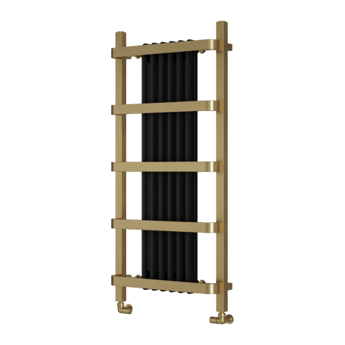 Regina 550 x 1200mm Brushed Brass / Black Designer Towel Radiator