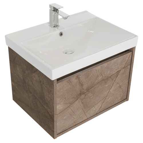 Josef Martin Roma 600mm Wall Mounted 1 Drawer Vanity Unit & Basin - Marble Gold 