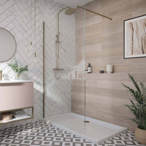 Kiimat Aqua 1000mm Wetroom Panel - Brushed Brass (13434)