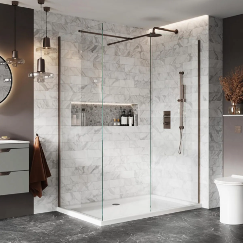 Kiimat Aqua 900mm Wetroom Panel - Brushed Bronze