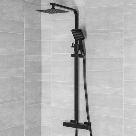Eliseo Ricci Noir Cube Thermostatic Rain Shower - Black (4372)