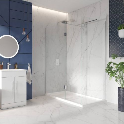S8 1000mm Wetroom Panel with Return Panel - Chrome (13387)
