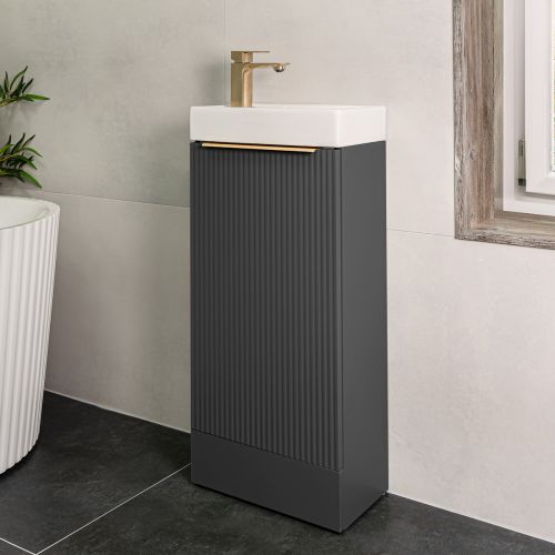 Josef Martin Fluted 400mm Cloakroom Vanity Unit & Basin - Anthracite (21153)