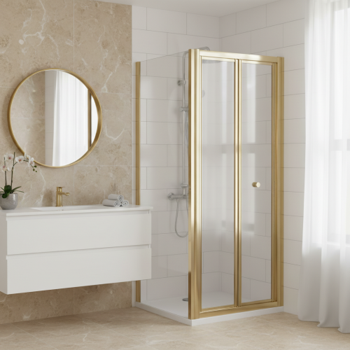 Dene 1900 x 900mm Bi-Fold Shower Door - Brushed Brass