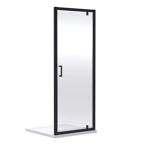 Dene 800 x 1900mm Pivot Shower Door - Matt Black