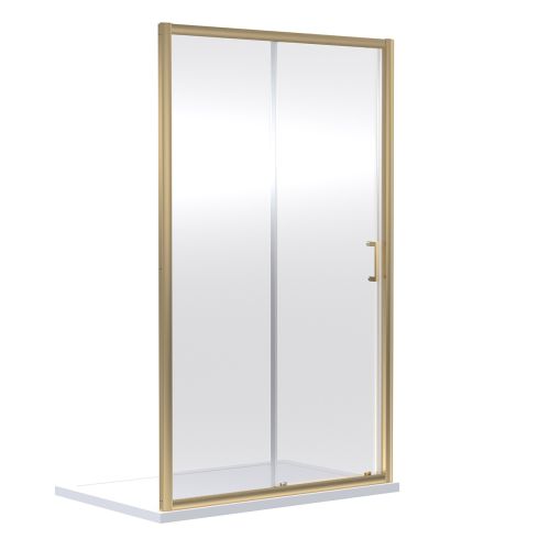 Dene 1100 x 1900mm  Single Sliding Shower Door - Brushed Brass