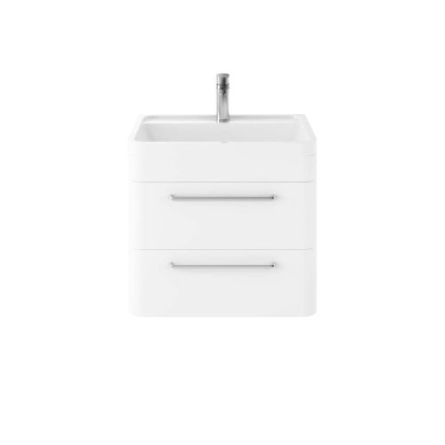 Hudson Reed Solar 600mm Wall Mounted Vanity Unit & Polymarble Basin - Pure White SOL102 (8003)